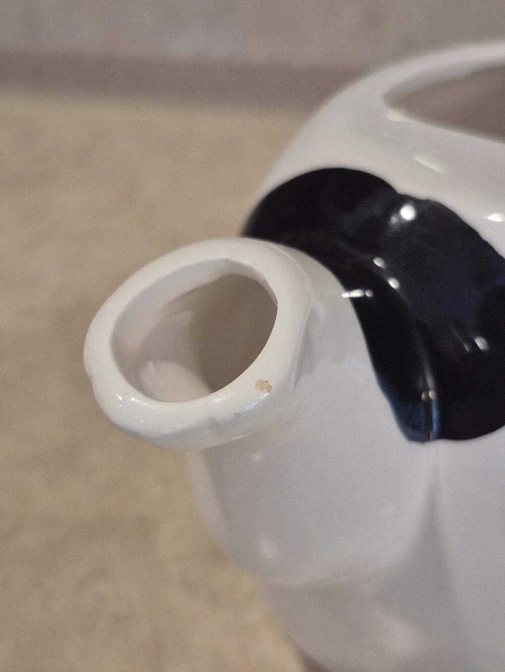 Black and White Cat Teapot with Blue Collar - Ceramic Pet Décor Unbranded